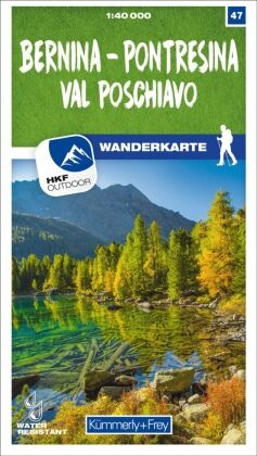 Kümmerly+Frey Wanderkarte 47 Bernina, Pontresina, Val Poschiavo 1:40.000