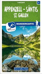 Kümmerly+Frey Karte Appenzell - Säntis / St. Gallen Wanderkarte