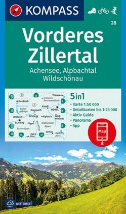 KOMPASS Wanderkarte 28 Vorderes Zillertal, Achensee, Alpbachtal, Wildschönau