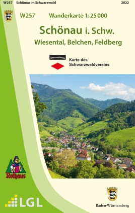Topographische Wanderkarte Baden-Württemberg Schönau im Schwarzwald
