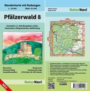 NaturNavi Wanderkarte mit Radwegen Pfälzerwald - Tl.8