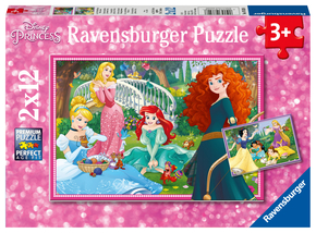 Ravensburger Kinderpuzzle - 07620 In der Welt der Disney Prinzessinnen - 2 x 12 Teile. Puzzleformat: 26 x 18 cm