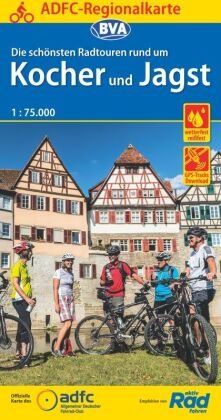 ADFC-Regionalkarte Die schönsten Radtouren rund um Kocher und Jagst, 1:75.000, mit Tagestourenvorschlägen, reiß- und wet