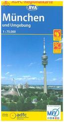 ADFC-Regionalkarte München und Umgebung, 1:75.000, reiß- und wetterfest, GPS-Tracks Download