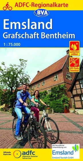 ADFC-Regionalkarte Emsland Grafschaft Bentheim mit Tagestouren-Vorschlägen, 1:75.000, reiß- und wetterfest, GPS-Tracks D