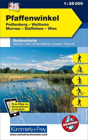 Kümmerly+Frey Outdoorkarte Pfaffenwinkel, Peissenberg, Weilheim, Murnau, Staffelsee, Wies