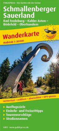 PublicPress Wanderkarte Schmallenberger Sauerland, Bad Fredeburg, - Kahler Asten - Bödefeld - Oberhundem