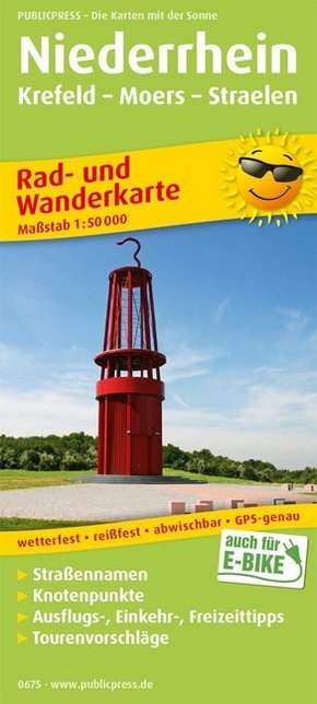 PublicPress Rad- und Wanderkarte Niederrhein, Krefeld - Moers - Straelen