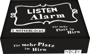Listenalarm - Die Zettelbox für mehr Platz im Gehirn - 5 cool gestaltete Notizblöcke mit je 60 Blatt