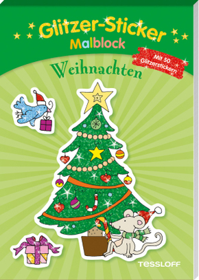 Glitzer-Sticker Malblock. Weihnachten