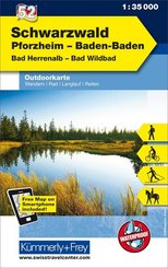 Kümmerly+Frey Outdoorkarte Schwarzwald, Pforzheim, Baden-Baden, Bad Herrenalb, Bad Wildbad