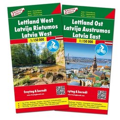 Freytag & Berndt Auto + Freizeitkarte Lettland, Autokarten Set 1:150.000, Top 10 Tips, 2 Blätter