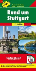 Freytag & Berndt Auto + Freizeitkarte Rund um Stuttgart, 1:150.000, Top 10 Tips