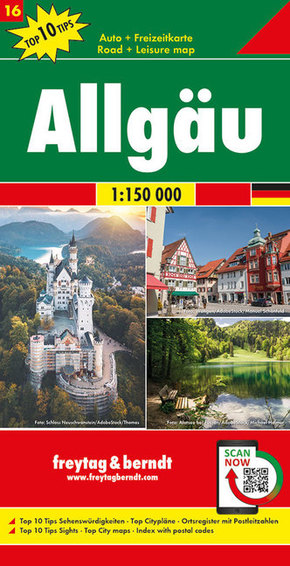 Allgäu, Autokarte 1:150.000, Top 10 Tips