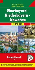 freytag & berndt Auto + Freizeitkarte Oberbayern - Niederbayern - Schwaben, Autokarte 1:150 000
