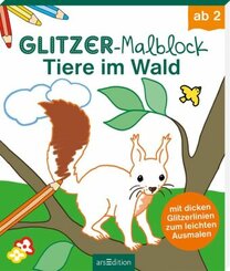 Glitzer-Malblock - Tiere im Wald