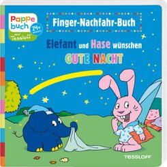Finger-Nachfahr-Buch. Elefant und Hase wünschen Gute Nacht