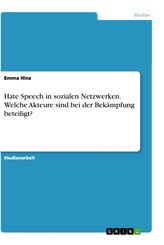 Hate Speech in sozialen Netzwerken. Welche Akteure sind bei der Bekämpfung beteiligt?