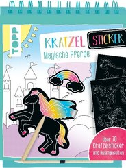 Kratzel-Sticker Magische Pferde, m. Holz-Kratzstift