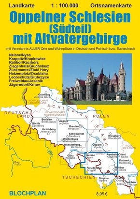 Landkarte Oppelner Schlesien (Südteil) mit Altvatergebirge