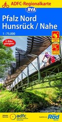 ADFC-Regionalkarte Pfalz Nord/ Hunsrück/ Nahe, 1:75.000, reiß- und wetterfest, GPS-Tracks Download