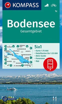 KOMPASS Wanderkarte 1c Bodensee Gesamtgebiet 1:75.000