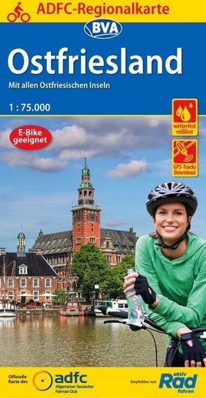 ADFC-Regionalkarte Ostfriesland, 1:75.000, reiß- und wetterfest, GPS-Tracks Download