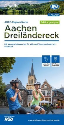 ADFC-Regionalkarte Aachen /Dreiländereck 1:75.000, reiß- und wetterfest, E-Bike-geeignet, GPS-Tracks Download, mit Knote