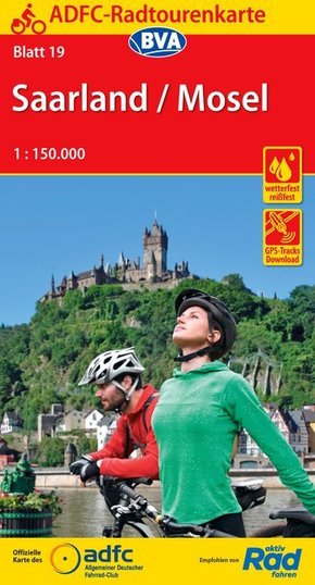 ADFC-Radtourenkarte 19 Saarland /Mosel 1:150.000, reiß- und wetterfest, E-Bike geeignet, GPS-Tracks Download