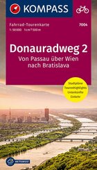 KOMPASS Fahrrad-Tourenkarte Donauradweg 2, Von Passau über Wien nach Bratislava, 1:50000