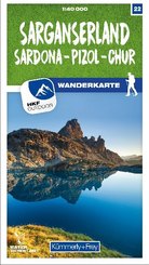 Sarganserland Sardona - Pizol - Chur 22 Wanderkarte 1:40 000 matt laminiert