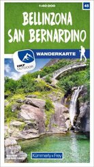 Bellinzona - San Bernardino 45 Wanderkarte 1:40 000 matt laminiert