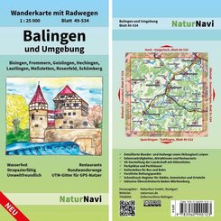 NaturNavi Wanderkarte mit Radwegen Balingen und Umgebung