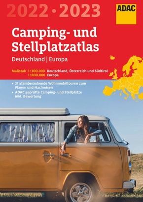 ADAC Camping- und Stellplatzatlas 2022/2023 Deutschland 1:300 000, Europa 1:800 000