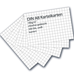 Karteikarten DIN A8 - weiß kariert (500 Stück)