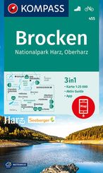 KOMPASS Wanderkarte 455 Brocken, Nationalpark Harz, Oberharz 1:25.000