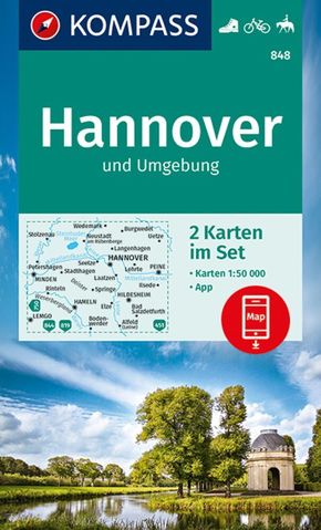 KOMPASS Wanderkarte 848 KOMPASS Wanderkarten-Set: Hannover und Umgebung - Wanderkarten-Set mit Naturführer in der Schutz