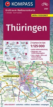 KOMPASS Großraum-Radtourenkarte Thüringen, 1:125000