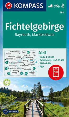 KOMPASS Wanderkarte 191 Fichtelgebirge, Bayreuth, Marktredwitz 1:50.000