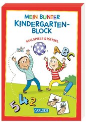 Rätseln für Kita-Kinder: Mein bunter Kindergarten-Block: Malspiele und Rätsel