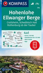 KOMPASS Wanderkarte 774 Hohenlohe, Ellwanger Berge, Crailsheim, Schwäbisch Hall, Rothenburg ob der Tauber 1:50.000