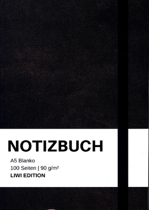 Notizbuch A5 blanko - 100 Seiten 90g/m² - Soft Cover Schwarz - FSC Papier