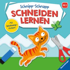 Ravensburger Schnipp-Schnapp Schneiden lernen - Schneiden und Kleben ab 3 Jahren - Block mit Belohnungsstickern und Prof