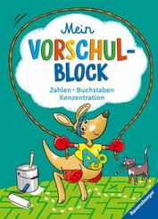 Ravensburger Mein Vorschul-Block - Zahlen, Buchstaben, Konzentration - Rätselspaß für Vorschulkinder ab 5 Jahren - Vorbe