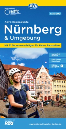 ADFC Regionalkarte Nürnberg & Umgebung mit Tourenvorschlägen, 1:75.000, reiß- und wetterfest, GPS-Tracks Download, E-Bik