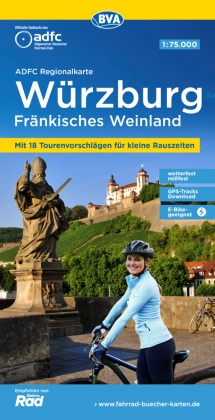 ADFC-Regionalkarte Würzburg Fränkisches Weinland, 1:75.000, mit Tagestourenvorschlägen, reiß- und wetterfest, E-Bike-gee