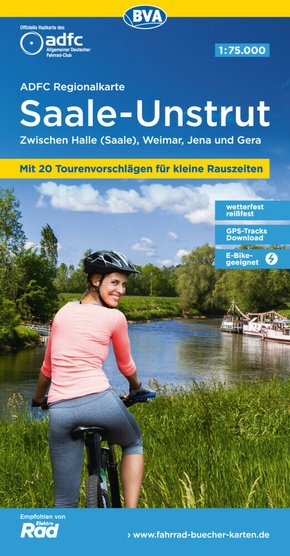 ADFC-Regionalkarte Saale-Unstrut, 1:75.000, mit Tagestourenvorschlägen, reiß- und wetterfest, E-Bike-geeignet, GPS-Track