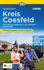 Radwanderkarte BVA Kreis Coesfeld mit Knotenpunkten und km-Angaben, 1:50.000, reiß- und wetterfest, GPS-Tracks Download,