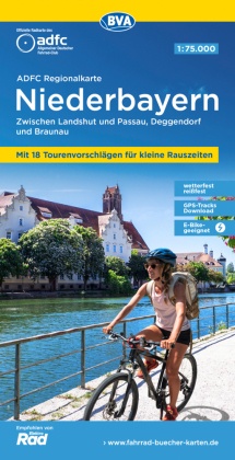 ADFC-Regionalkarte Niederbayern, 1:75.000, mit Tagestourenvorschlägen, reiß- und wetterfest, E-Bike-geeignet, GPS-Tracks
