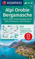 KOMPASS Wanderkarte 104 Alpi Orobie Bergamasche 1:50.000